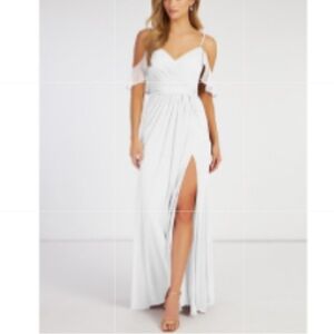 WHITE bridal dress with shoulder detail